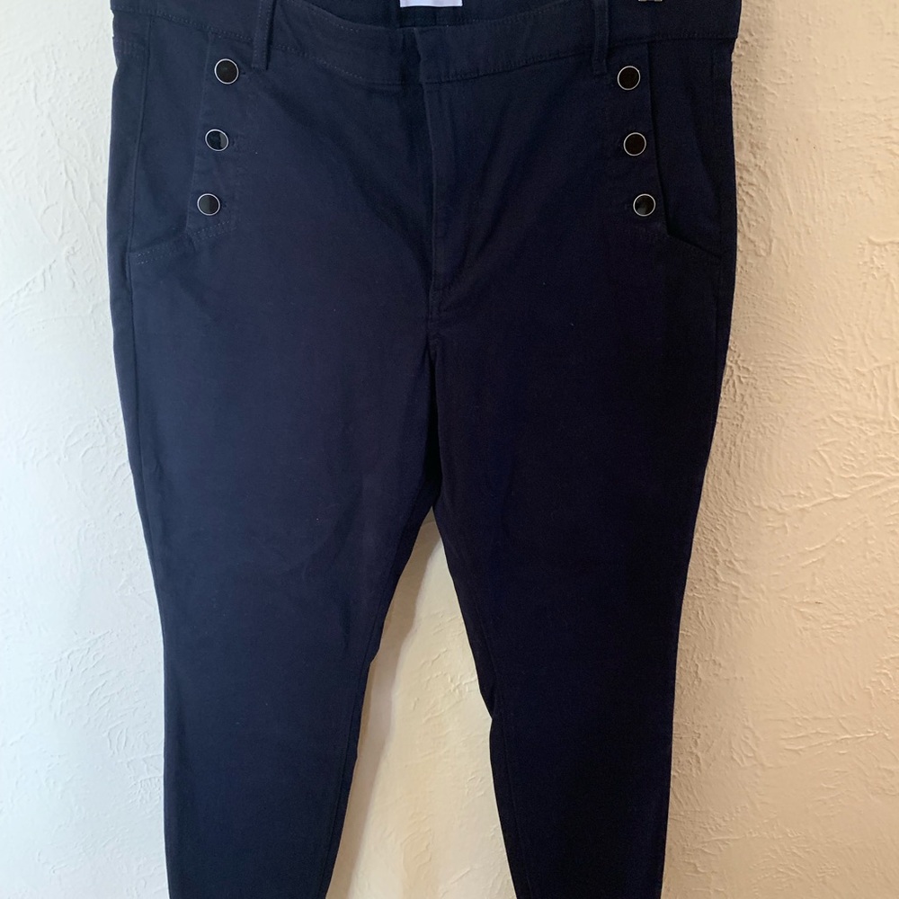 NWT Loft Black Cotton Leggings with Button Accents